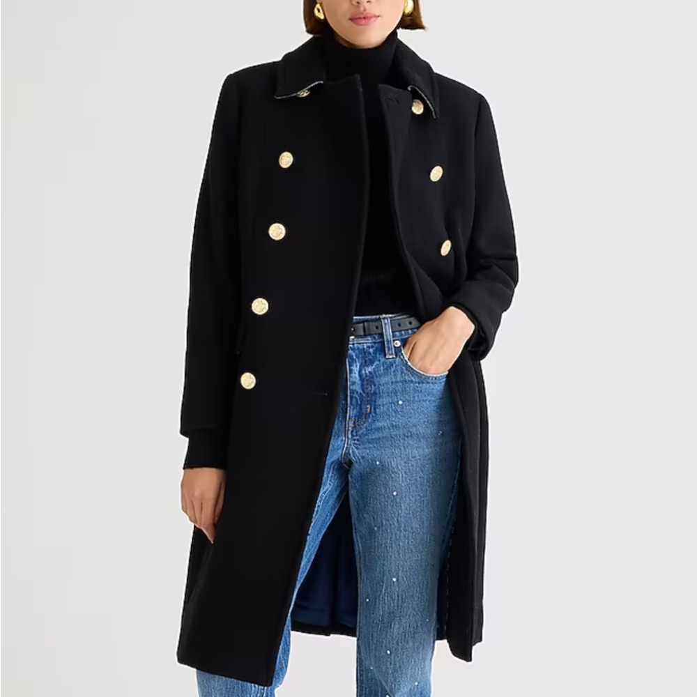 Petite Warwick topcoat in Italian stadium-cloth wool blend. Petite 00.